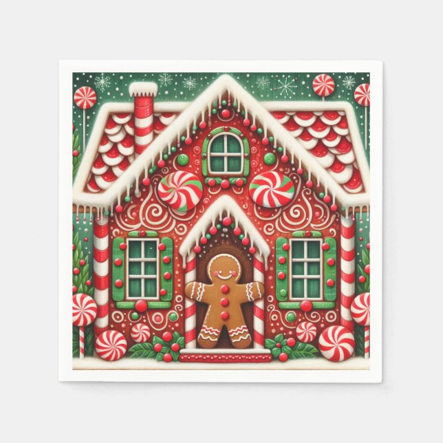 Niedlicher, skurriler Lebkuchen Serviette (Vorderseite)