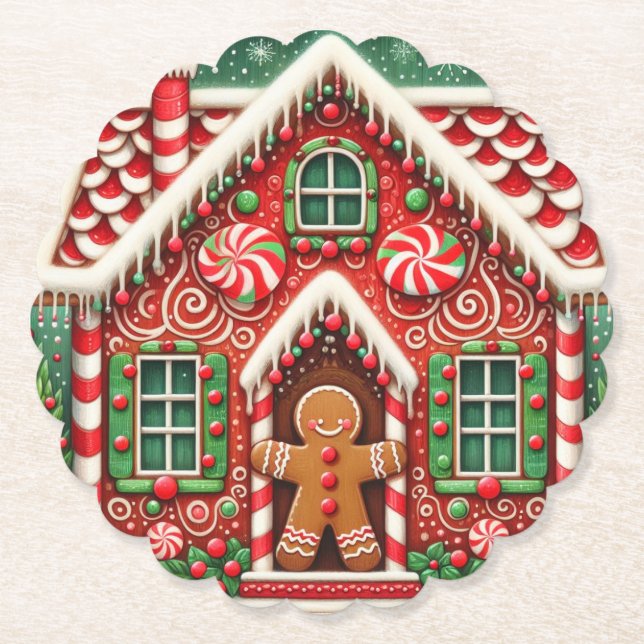 Niedlicher, skurriler Lebkuchen Untersetzer (Vorderseite)