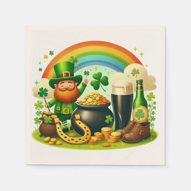 Niedlicher, skurriler St. Patrick's Day Serviette (Vorderseite)
