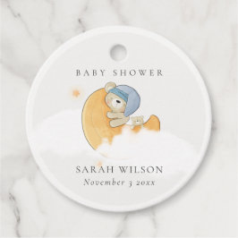 Niedlicher Sleepy Blue Bear Over Moon Boy Baby Dus Geschenkanhänger