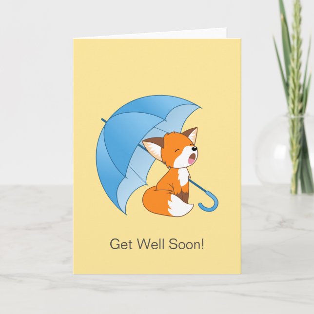 Niedlicher Sleepy Little Fox Umbrella bald wieder  Karte (Vorderseite)