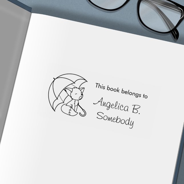 Niedlicher Sleepy Little Fox unter Umbrella Buchze Permastempel (Von Creator hochgeladen)