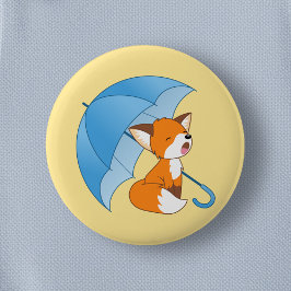 Niedlicher Sleepy Little Fox unter Umbrella Button
