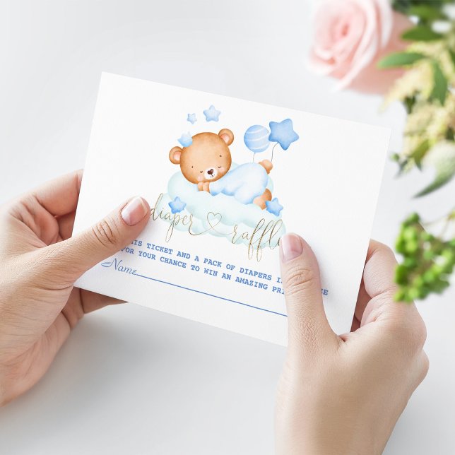 Niedlicher Sleepy Teddy Bär auf Wolken Boy Diaper  Begleitkarte (Von Creator hochgeladen)
