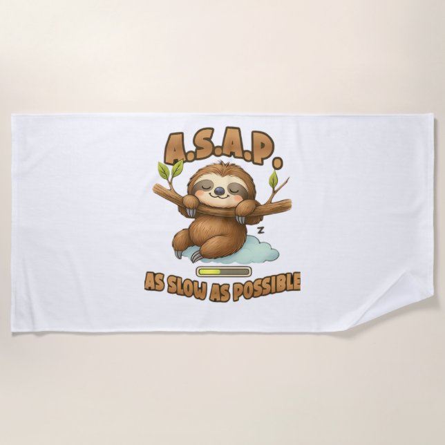 Niedlicher Sloth ASAP - so langsam wie möglich kla Strandtuch (Vorderseite)
