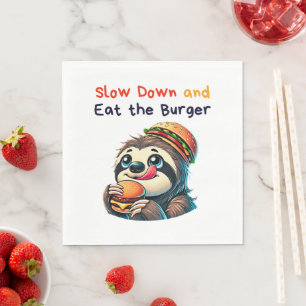 Niedlicher Sloth Burger Cartoon Fast Food Serviette