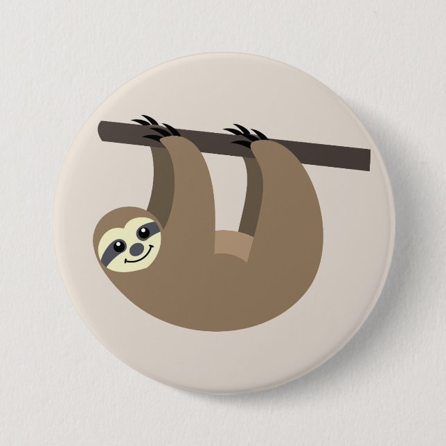 Niedlicher Sloth-Cartoon Button (Vorderseite)