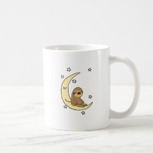 Niedlicher Sloth, der auf dem Mond Cartoon sitzt Kaffeetasse
