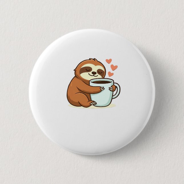 Niedlicher Sloth, der Big Coffee Cup Premium-T - S Button (Vorderseite)