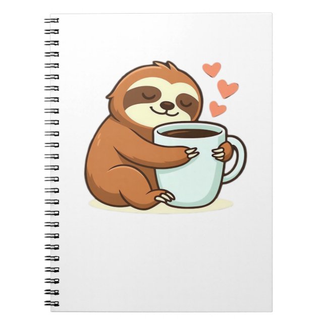 Niedlicher Sloth, der Big Coffee Cup Premium-T - S Notizblock (Vorderseite)