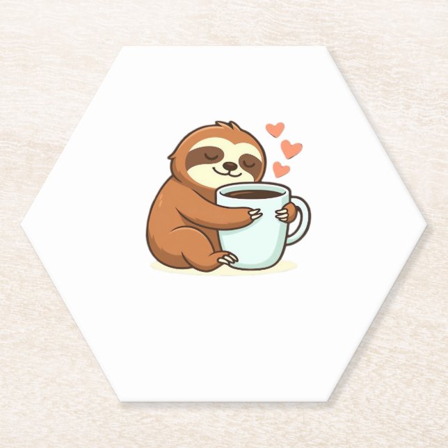 Niedlicher Sloth, der Big Coffee Cup Premium-T - S Untersetzer (Vorderseite)