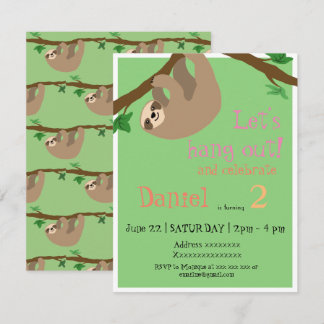 Niedlicher Sloth, Geburtstags-Party Einladung
