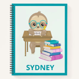 Niedlicher Sloth in der Schule Personalisiert Notizbuch