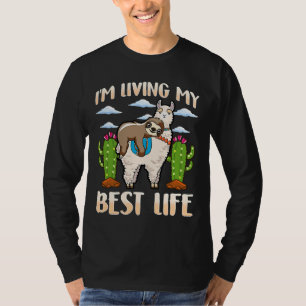 Niedlicher Sloth Llama lebt mein bestes Leben T-Shirt