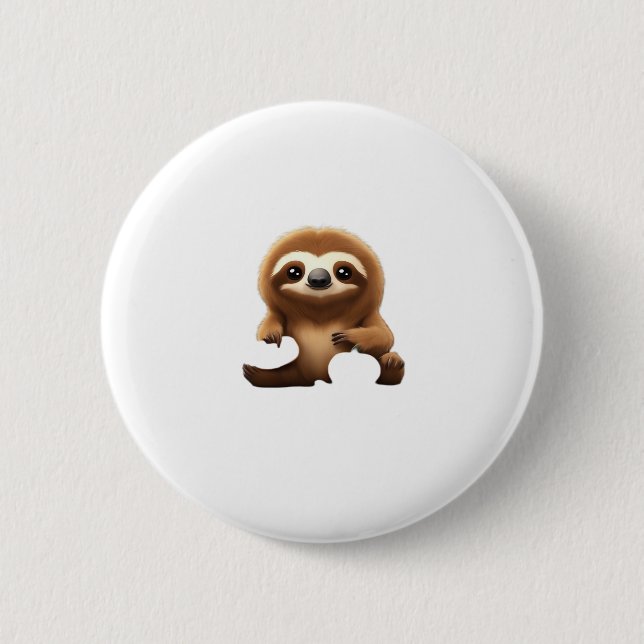 Niedlicher Sloth mit Pumpkin Halloween Cartoon Vec Button (Vorderseite)