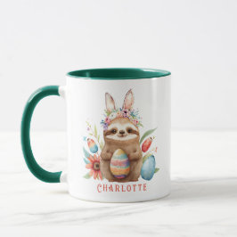Niedlicher Sloth Oaster Kanincheneier Name Tasse