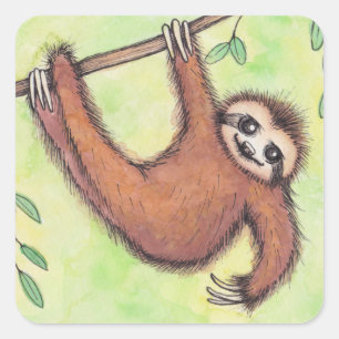 Niedlicher Sloth Quadratischer Aufkleber