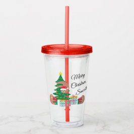 Niedlicher Sloth Weihnachtsbaum Personalisiert Acryltrinkbecher