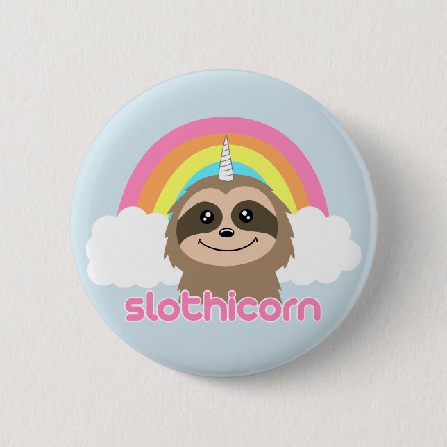 Niedlicher Slothunicorn-Abzeichen-Button-Knopf Button (Vorderseite)