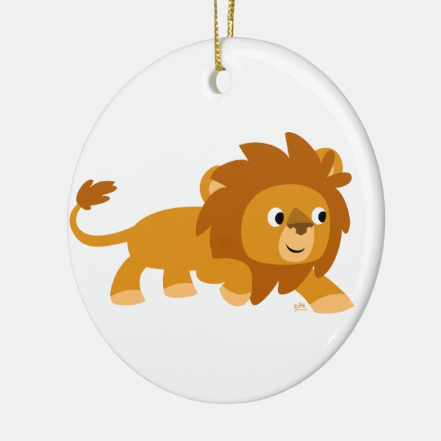 Niedlicher Smart Cartoon Löwenzelt Keramik Ornament (Links)