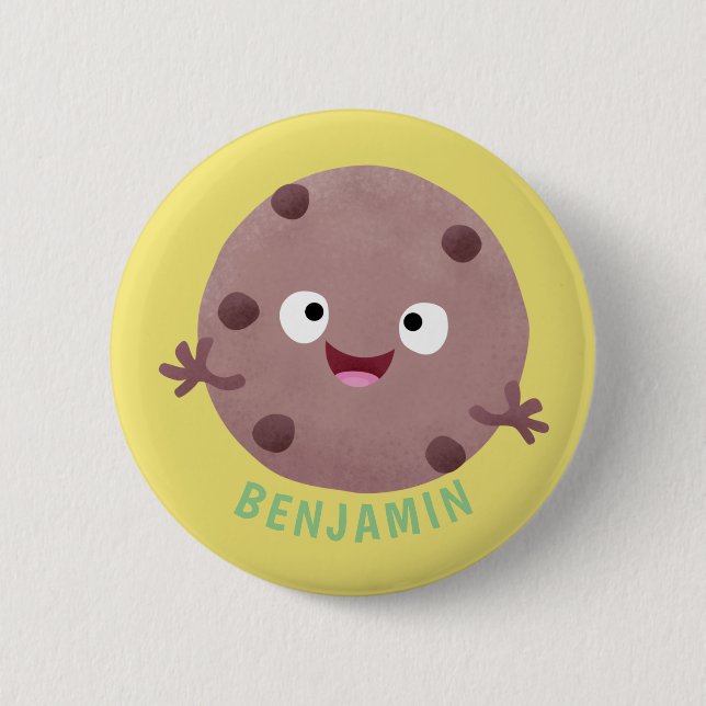 Niedlicher Smart-Schokolade-Chip-Cartoon Button (Vorderseite)