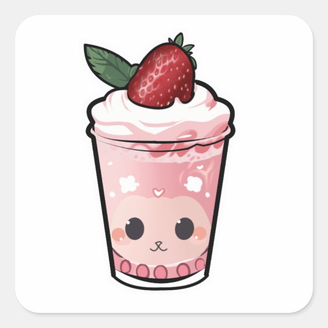 Niedlicher Smoothie-Aufkleber Quadratischer Aufkleber (Vorderseite)
