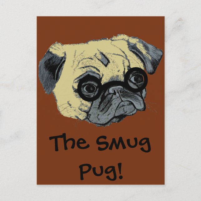 Niedlicher Smug-Mops Postkarte (Vorderseite)