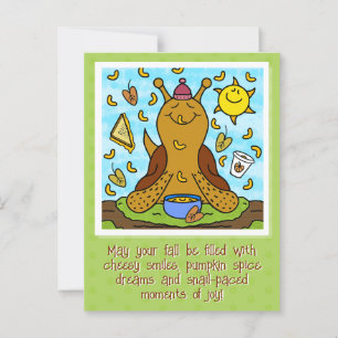 Niedlicher Snail Comfort Food Happy Fall Postkarte