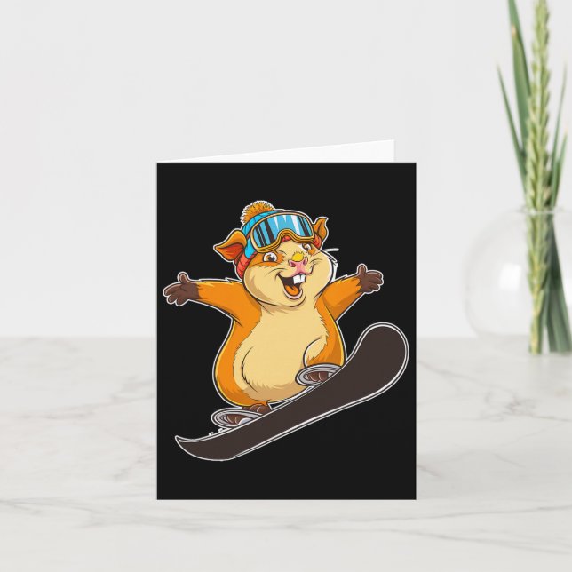 Niedlicher Snowboardhamster mit Brille Karte (Vorderseite)