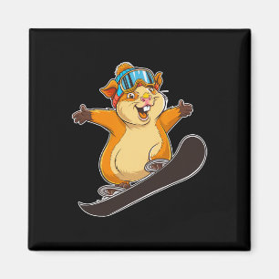 Niedlicher Snowboardhamster mit Brille Magnet