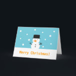 Niedlicher Snowman auf Schneehintergrund für Feiertagskarte<br><div class="desc">Verbreiten Sie Ihren Weihnachtsbeifall diese festliche Ferienzeit mit diesem niedlichen Snowman, der einen schwarzen Spitzenhut und eine Karotte für seine Nase auf einem Schneewinterhintergrund trägt. Ein moderner Feiertagsentwurf, das minimale Linien und Formen ausnutzen, das es nobel und elegant als Grußkarte für jedermann macht. Personifizieren Sie leicht mit Ihren Mitteilungen im...</div>