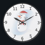 Niedlicher Snowman Große Wanduhr<br><div class="desc">Reizend als g-Geschenk für Weihnachten</div>