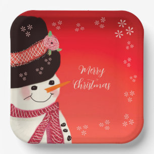 Niedlicher Snowman Personalisierter Platz Pappteller
