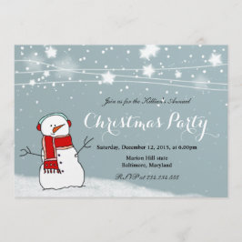 Niedlicher Snowman Red Scarf Snow Stars Party Einladung