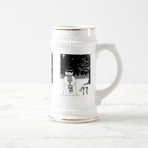 Niedlicher Snowman schwarzes u. weißes Bierglas