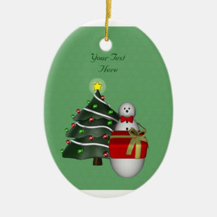 Niedlicher Snowman Tree Holiday Maßgeschneiderte O Keramik Ornament