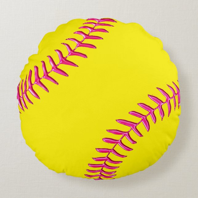 Niedlicher Softball-Schlafzimmer-Dekorrunde Rundes Kissen (Vorderseite)