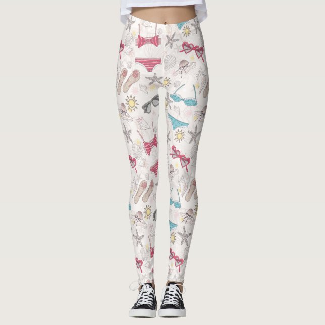 Niedlicher Sommer-abstraktes Muster Leggings (Vorderseite)