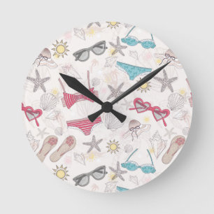 Niedlicher Sommer-abstraktes Muster Runde Wanduhr