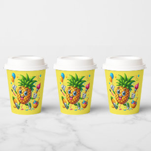 Niedlicher Sommer Ananas Frucht fügen Text Geburts Pappbecher