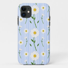 Niedlicher Sommer Daisy Muster Lichtblau Streifen Case-Mate iPhone Hülle