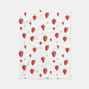 Niedlicher Sommer Erdbeeren und Blüten Fleecedecke