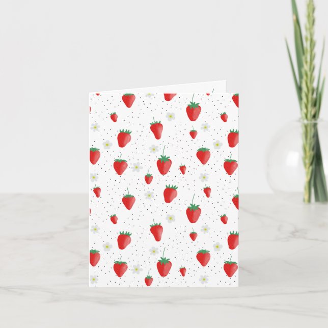 Niedlicher Sommer Erdbeeren und Blüten Karte (Vorderseite)