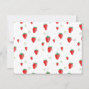 Niedlicher Sommer Erdbeeren und Blüten Postkarte
