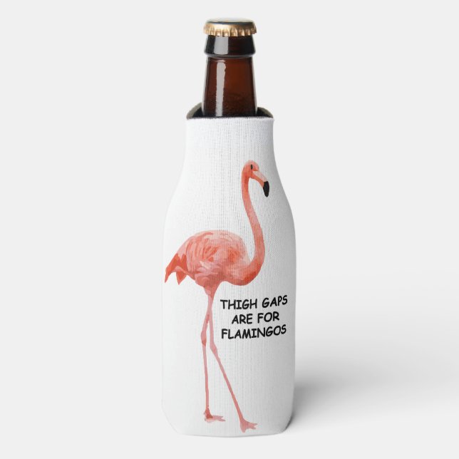 Niedlicher Sommer Inspiration rosa Flamingo Flaschenkühler (Flaschenvorderseite)