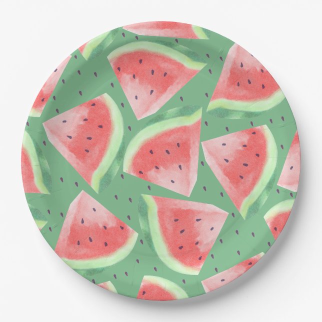 Niedlicher Sommer Kawaii Watercolor Pappteller (Vorderseite)
