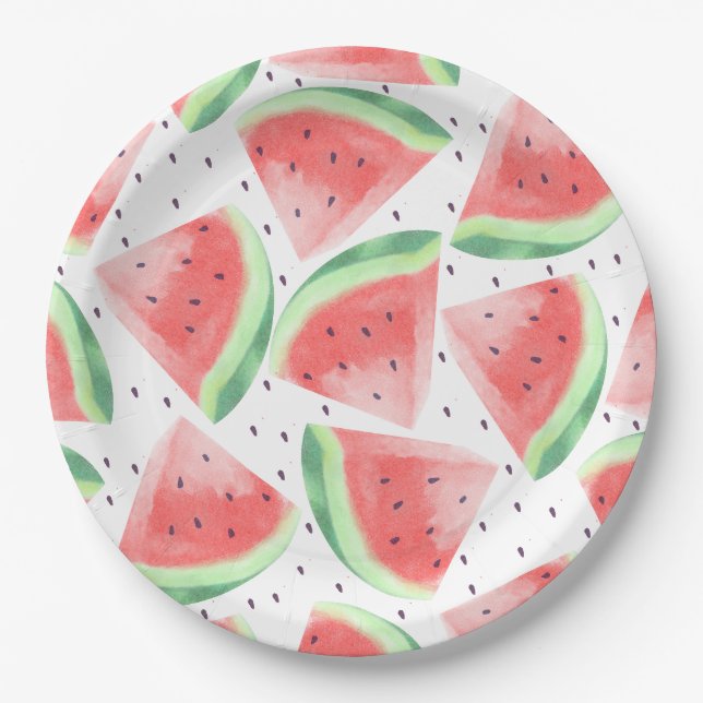 Niedlicher Sommer Kawaii Watercolor Pappteller (Vorderseite)