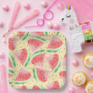 Niedlicher Sommer Kawaii Watercolor Pappteller