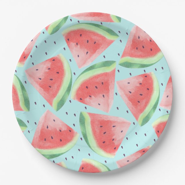Niedlicher Sommer Kawaii Watercolor Pappteller (Vorderseite)