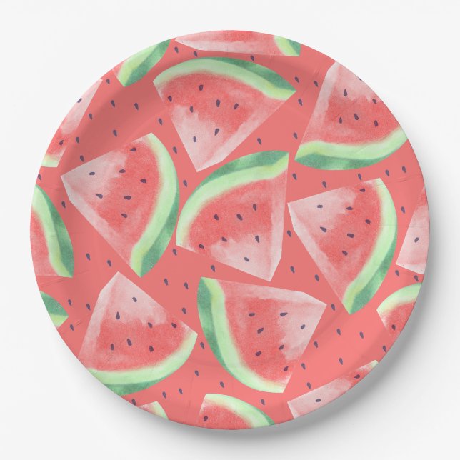 Niedlicher Sommer Kawaii Watercolor Pappteller (Vorderseite)
